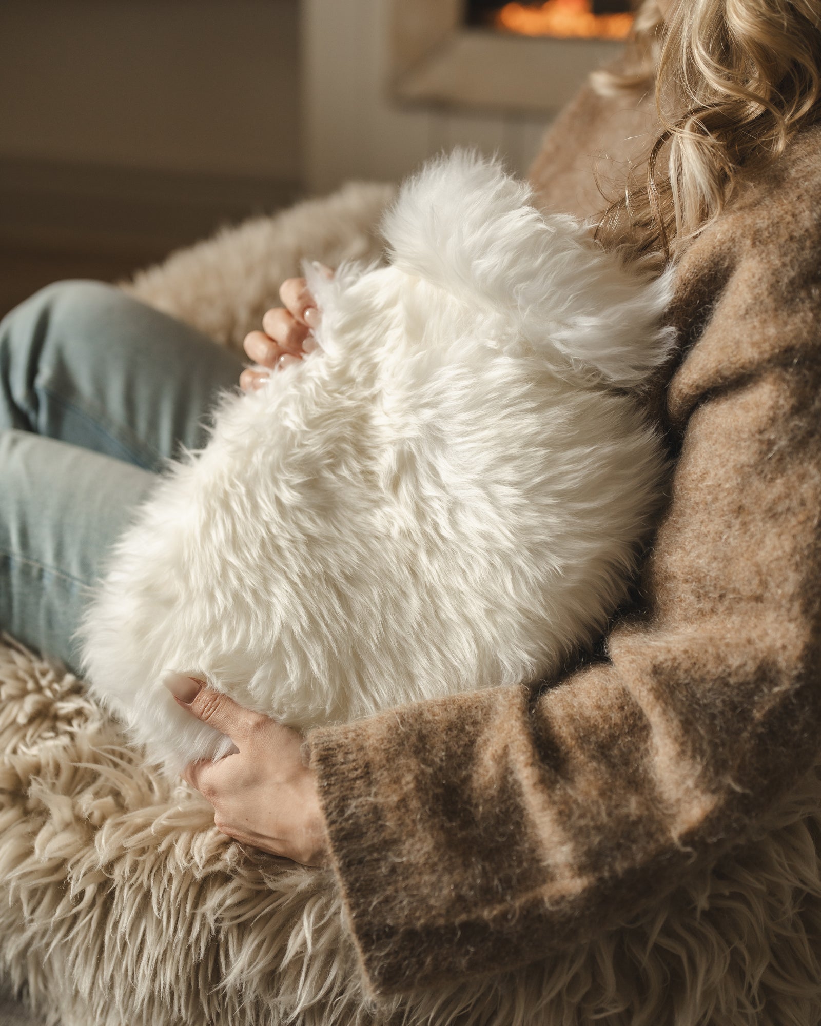 Sheepskin Hot Water Bottle - White