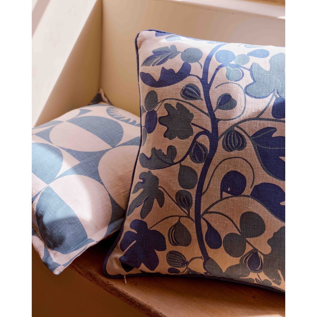 Figs Cushion (tones of blue)