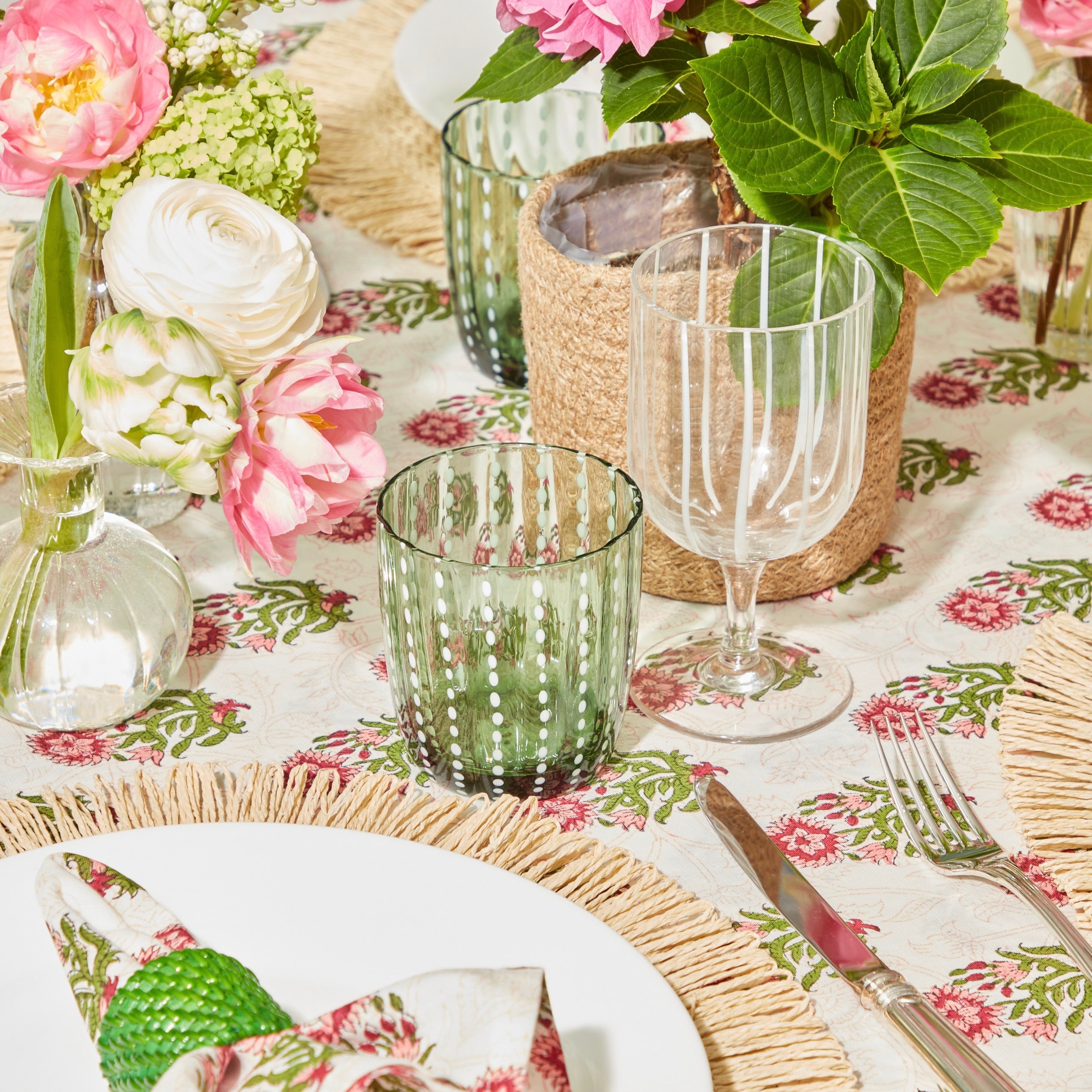 Olive Green Speckled Water Glasses (Set of 6)