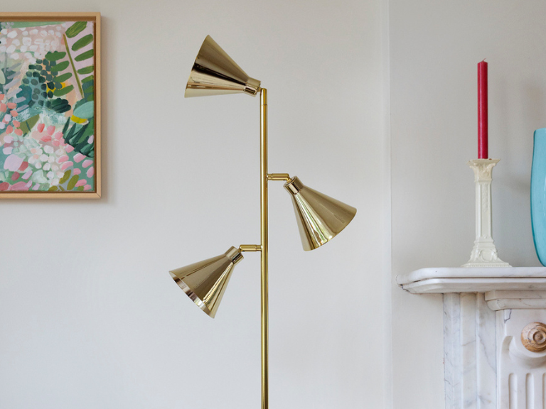 Brass cone floor lamp