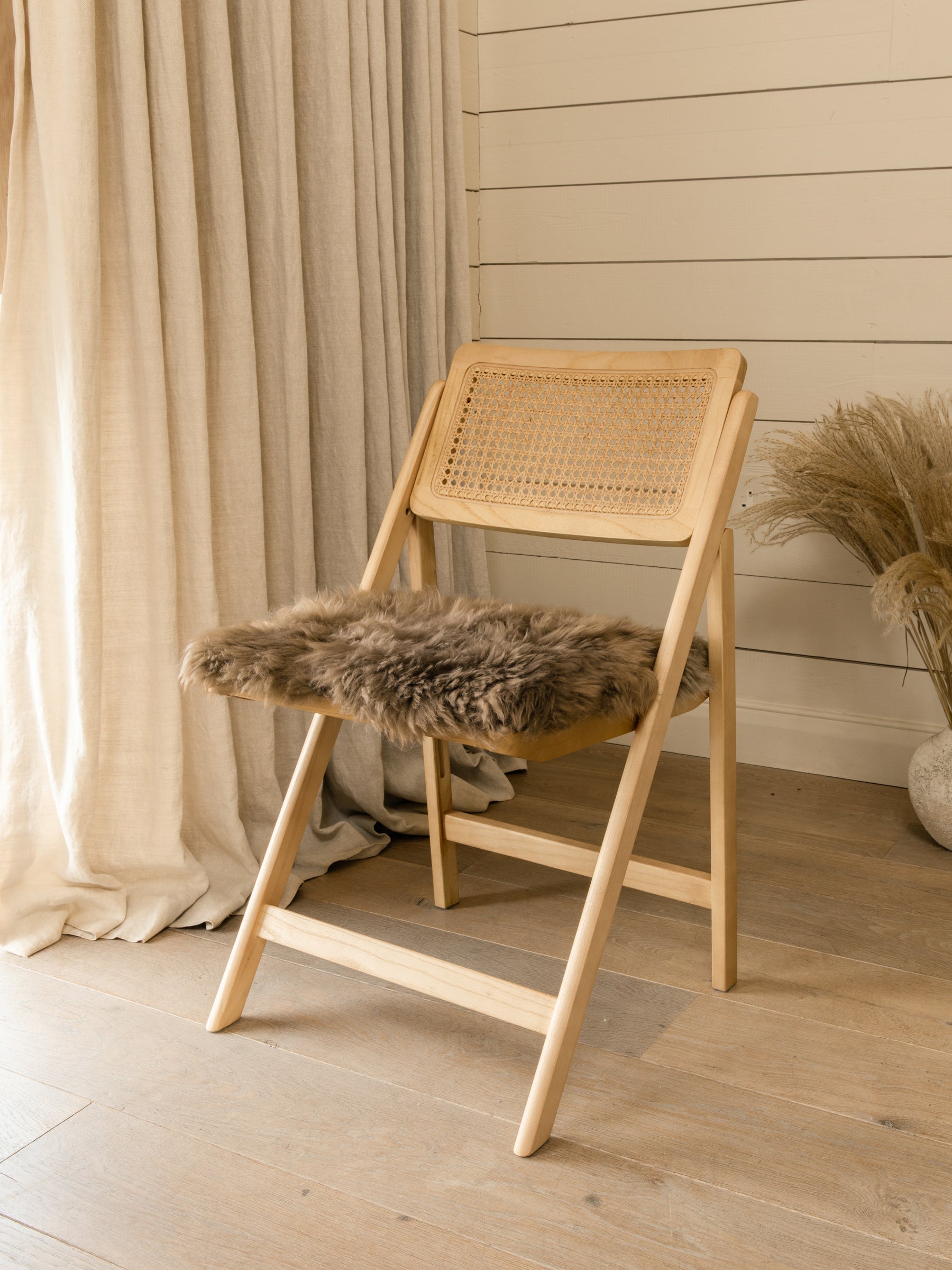 Square Sheepskin Seat Pad - Taupe