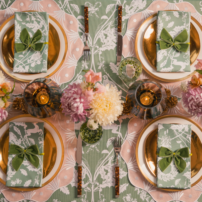 Apricot Flower Embroidered Placemat