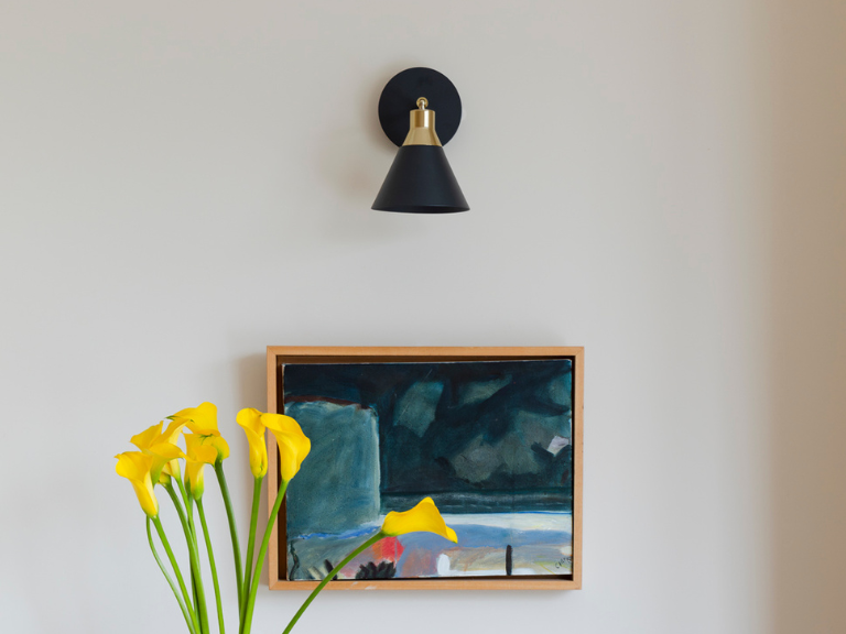 Charcoal grey cone wall light