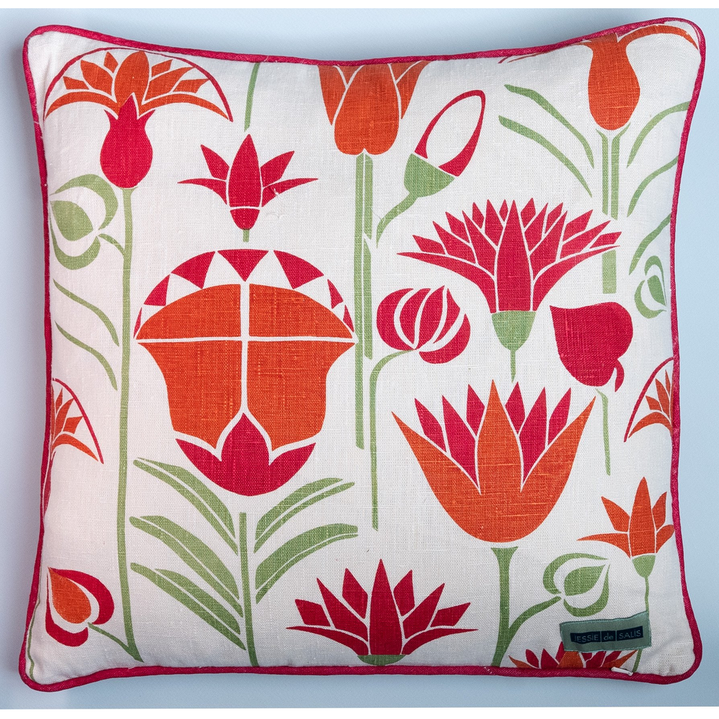 Lotus Cushion (orange and magenta)