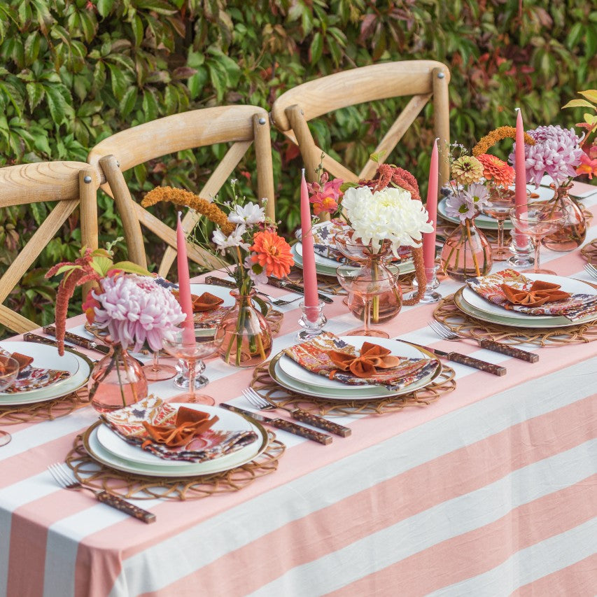 Coral Stripe Tablecloth