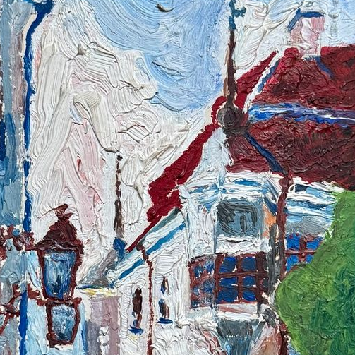 Provincial Town Oil Painting