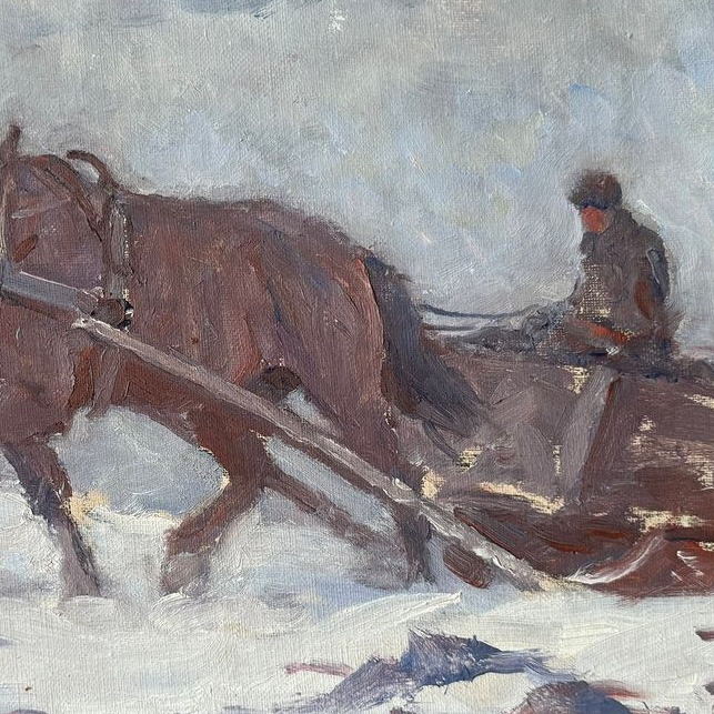 Winter on the Farm Oil Painting
