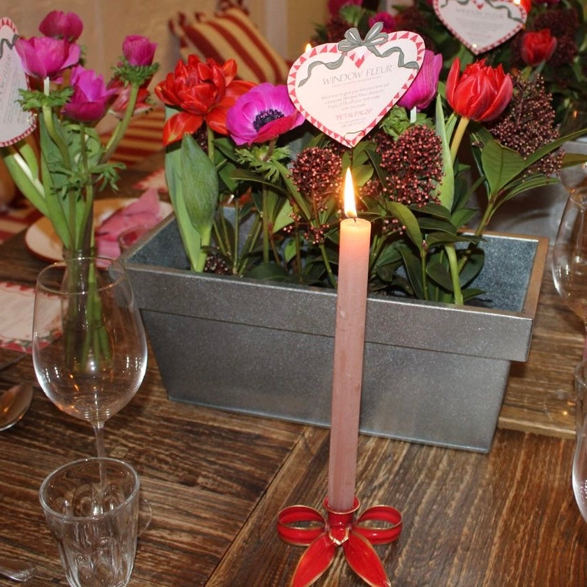 A Pair of Bow Candleholders | Ruby Red