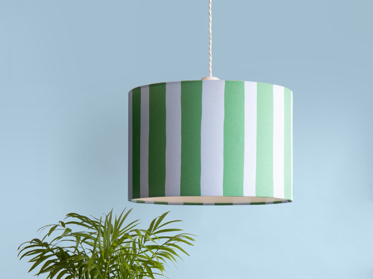 Blue & green stripe printed shade