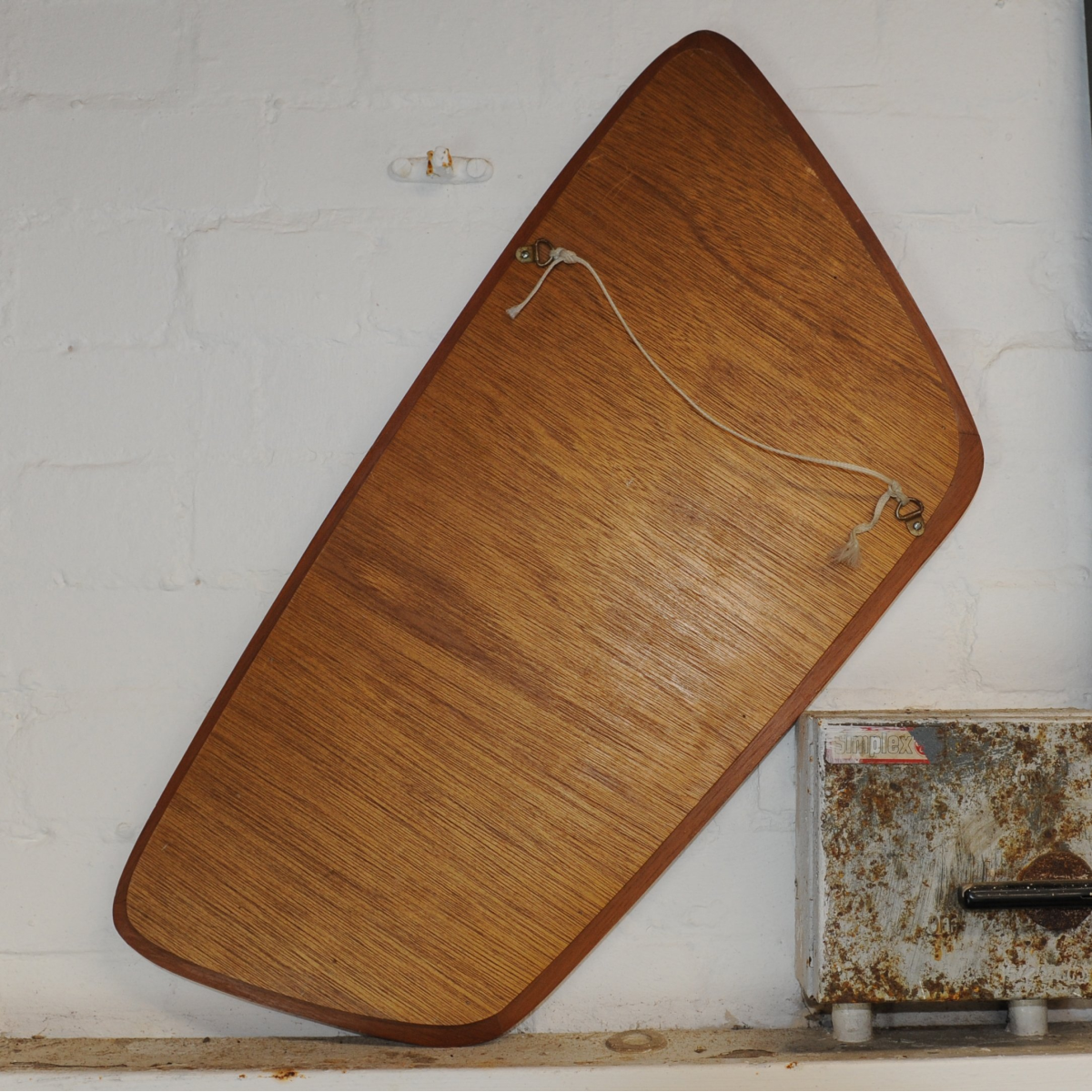 Vintage Teak Asymmetric Rectangular Wall Mirror, 1960s