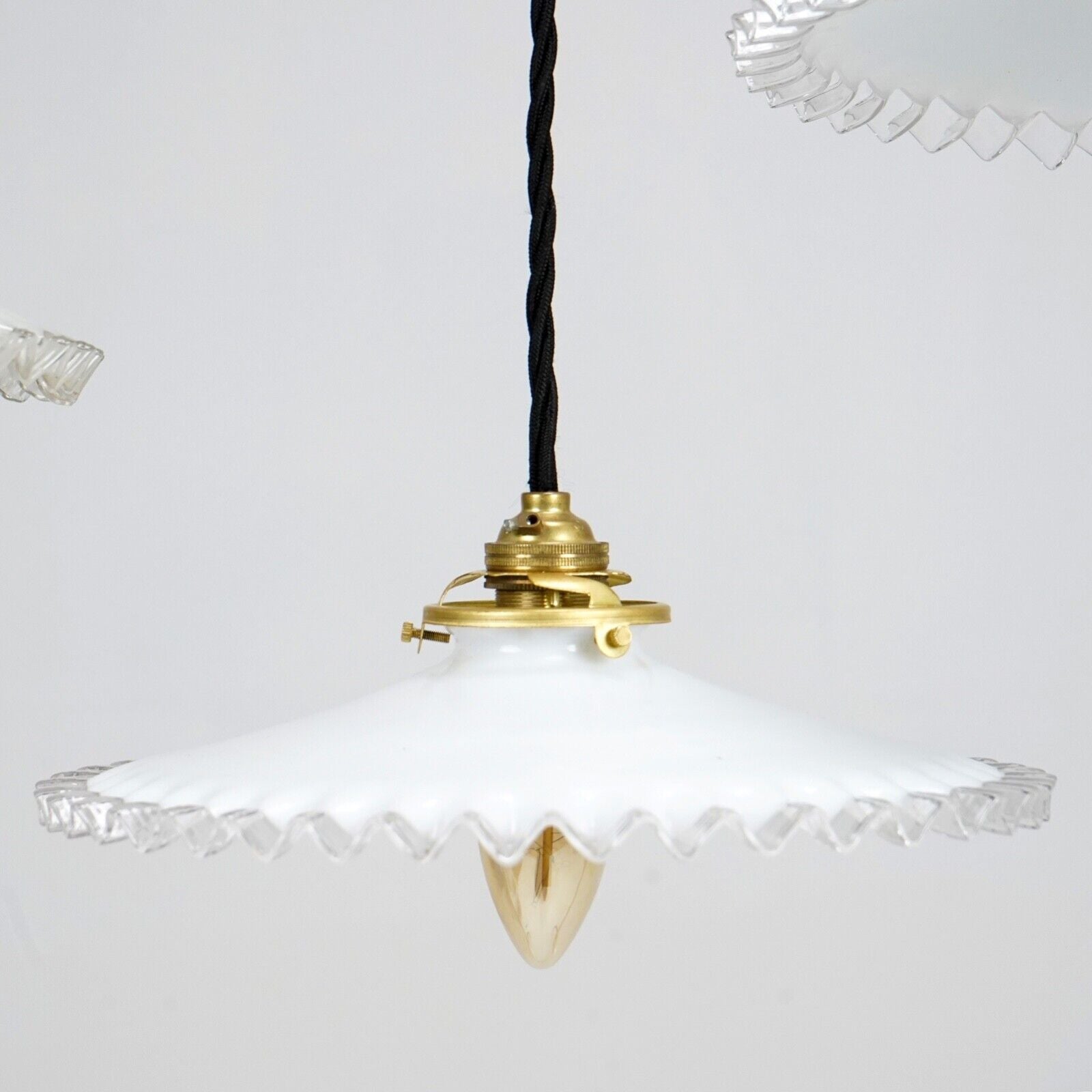 French Milk Glass Pendant Light Shade