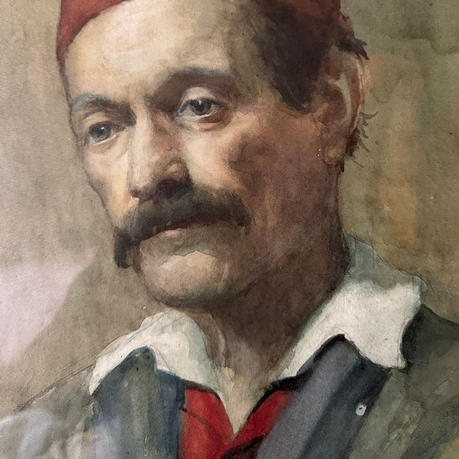 Man in a Fez Watercolour Painting