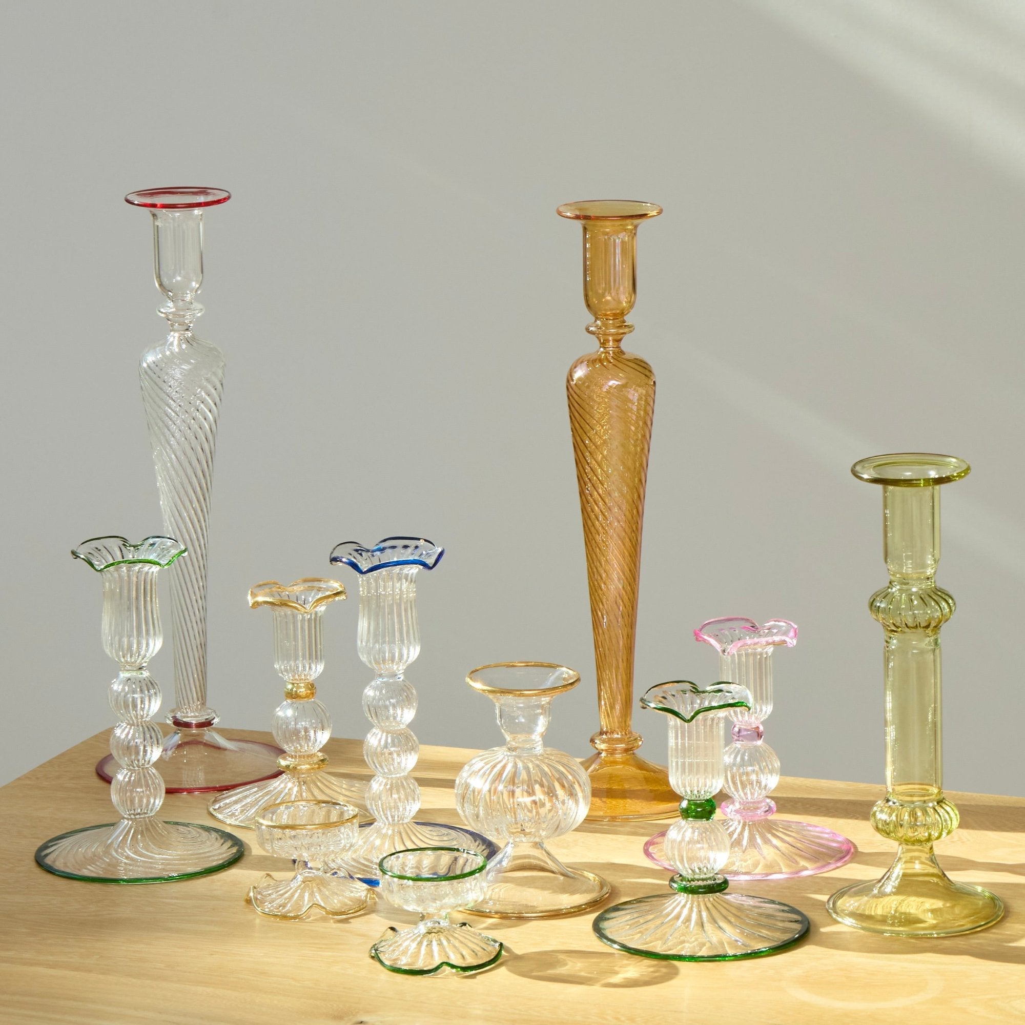 Gold rimmed Savannah Candleholders  (Set of 2)