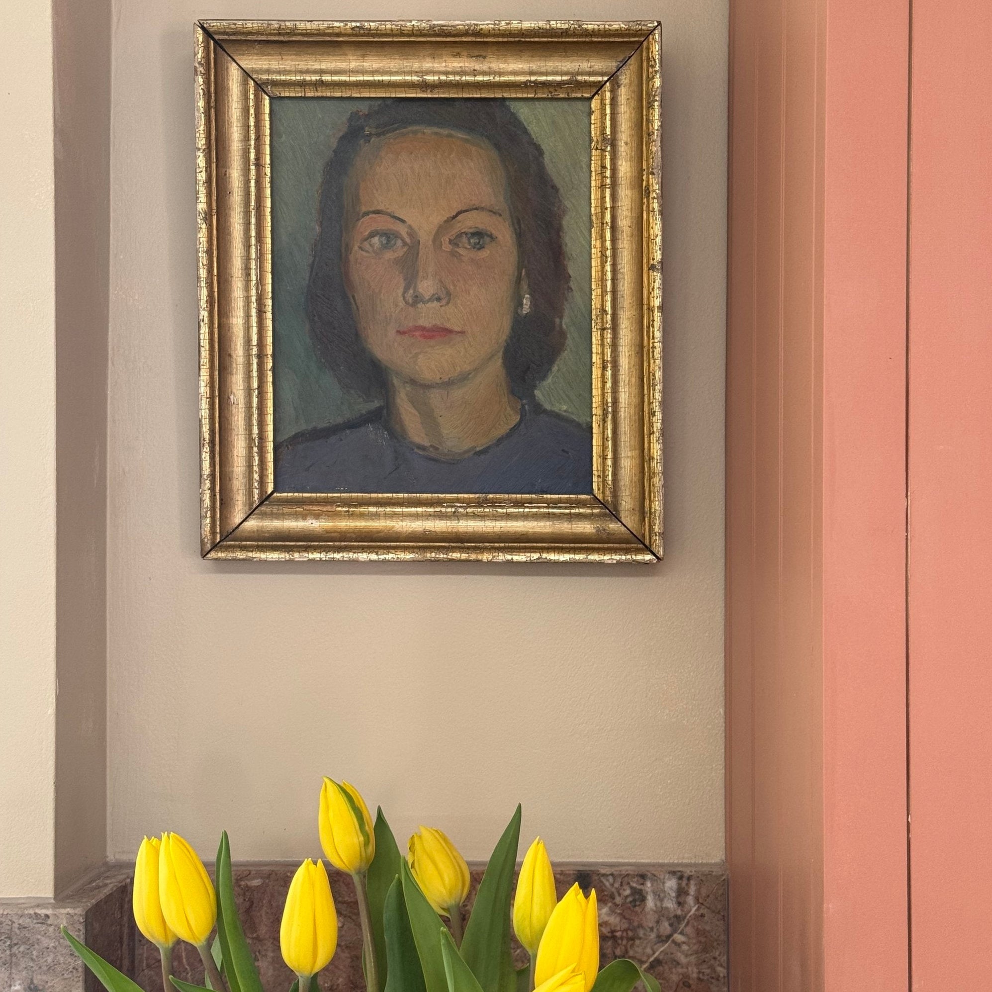 Girl In Blue Oil Painting