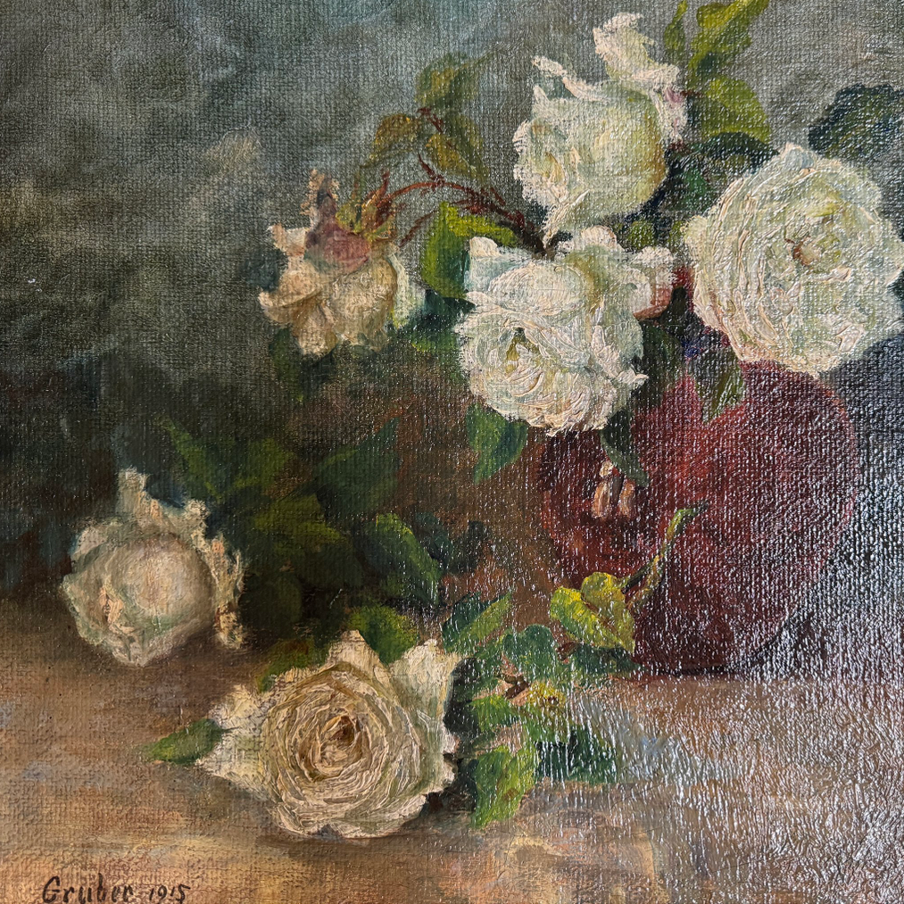 White Roses Oil Painting