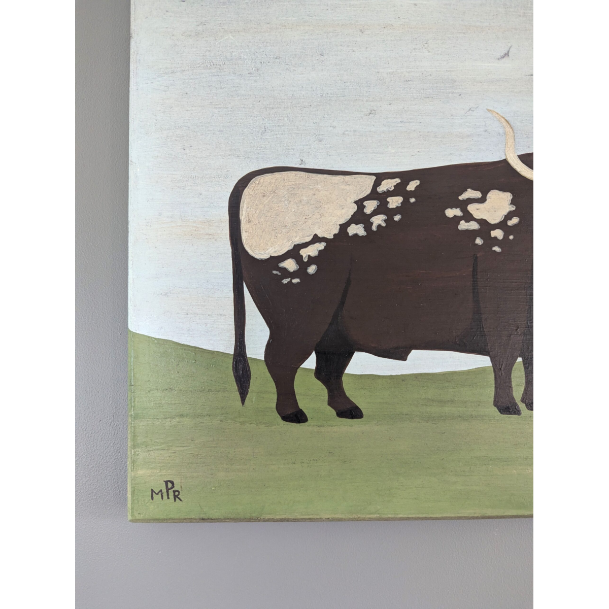 Old English Longhorn Oil Painting