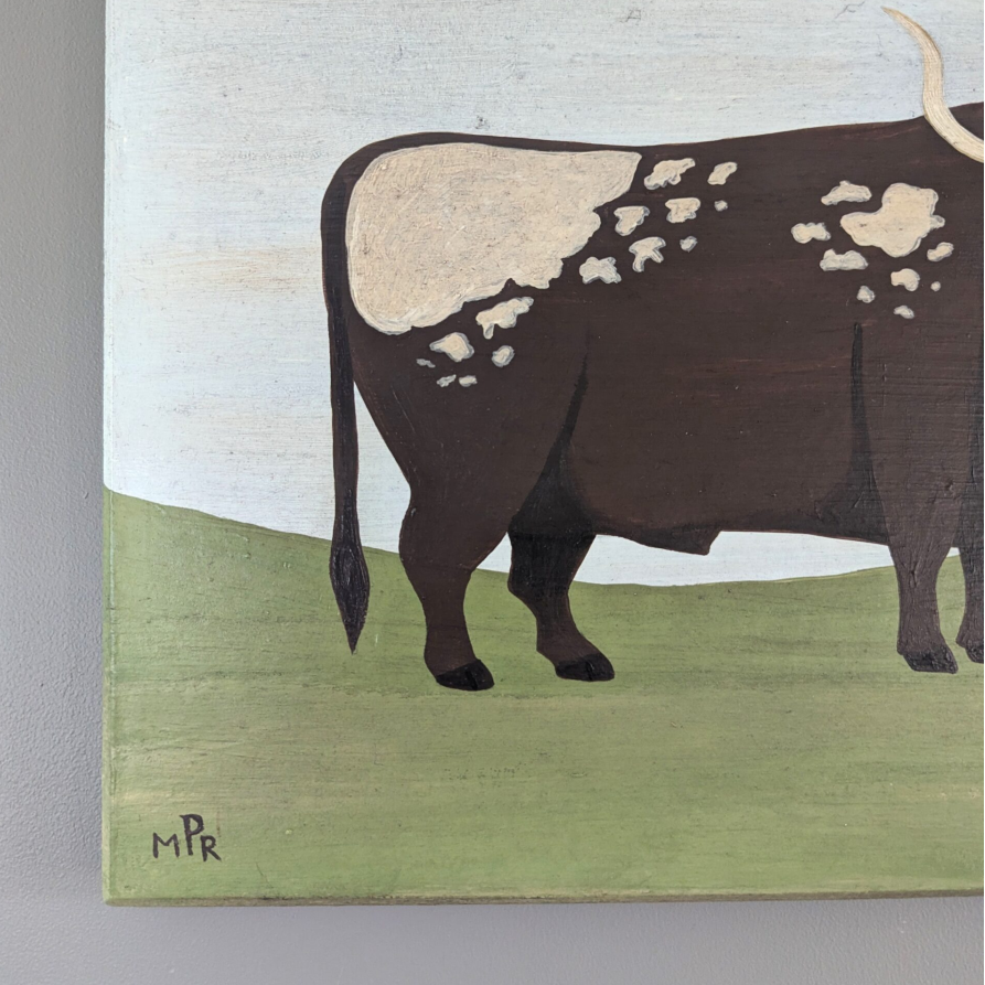 Old English Longhorn Oil Painting