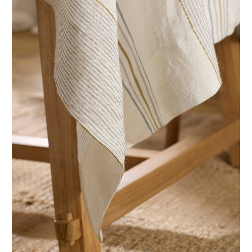Cream Sophie Stripe 100% Linen Tablecloth