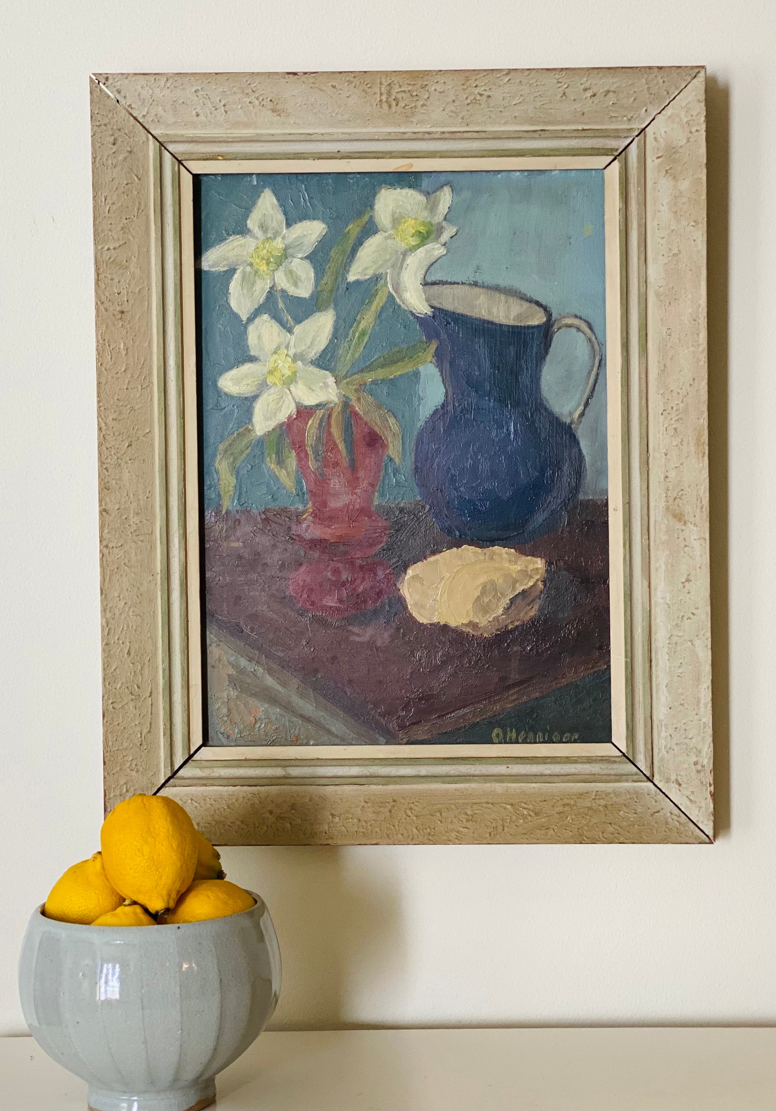 STILL LIFE WITH FLOWERS & BLUE JUG