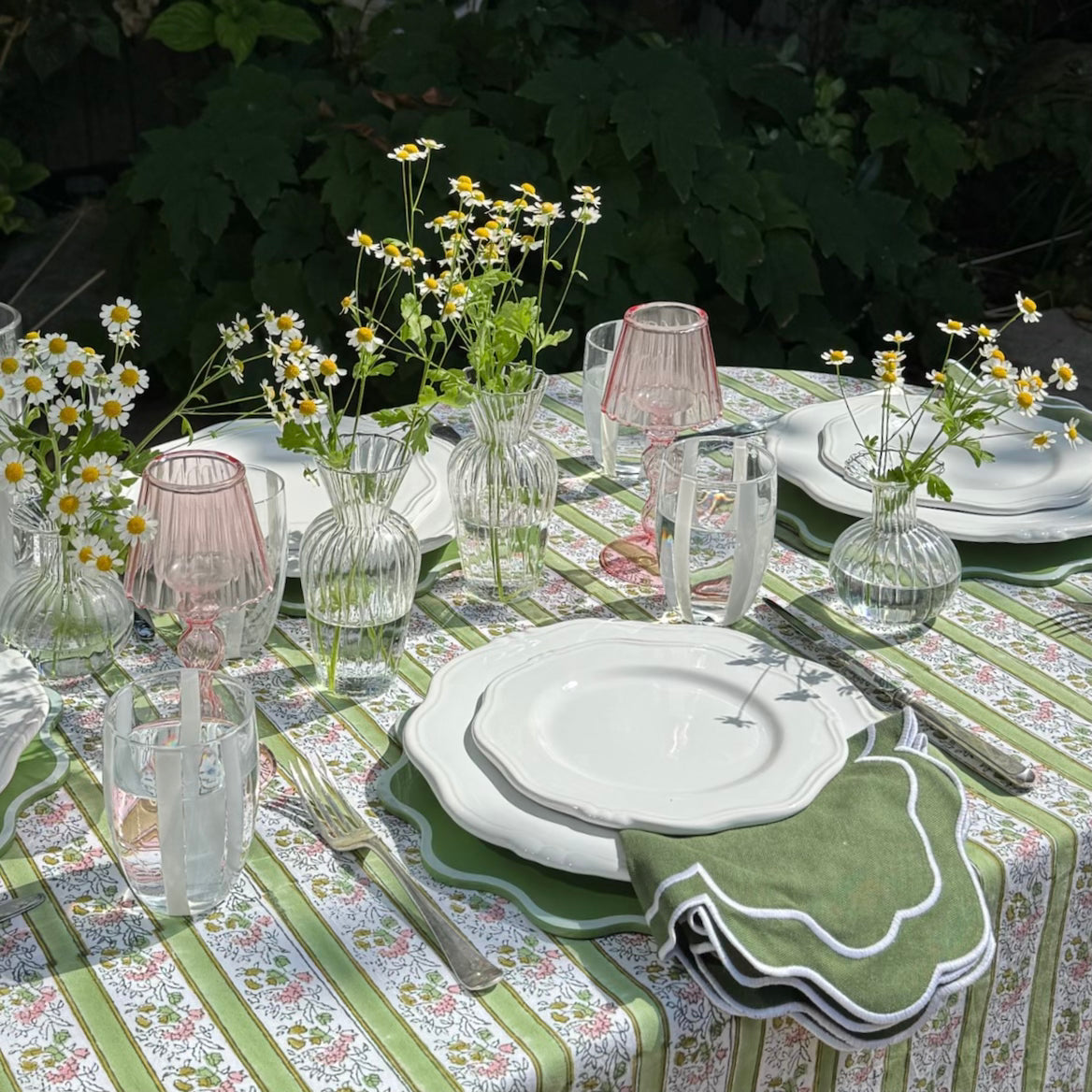 Voi Collective x Domenica Marland Pink and Green Floral Tablecloth