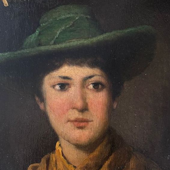 Girl in a Green Hat Oil Painting