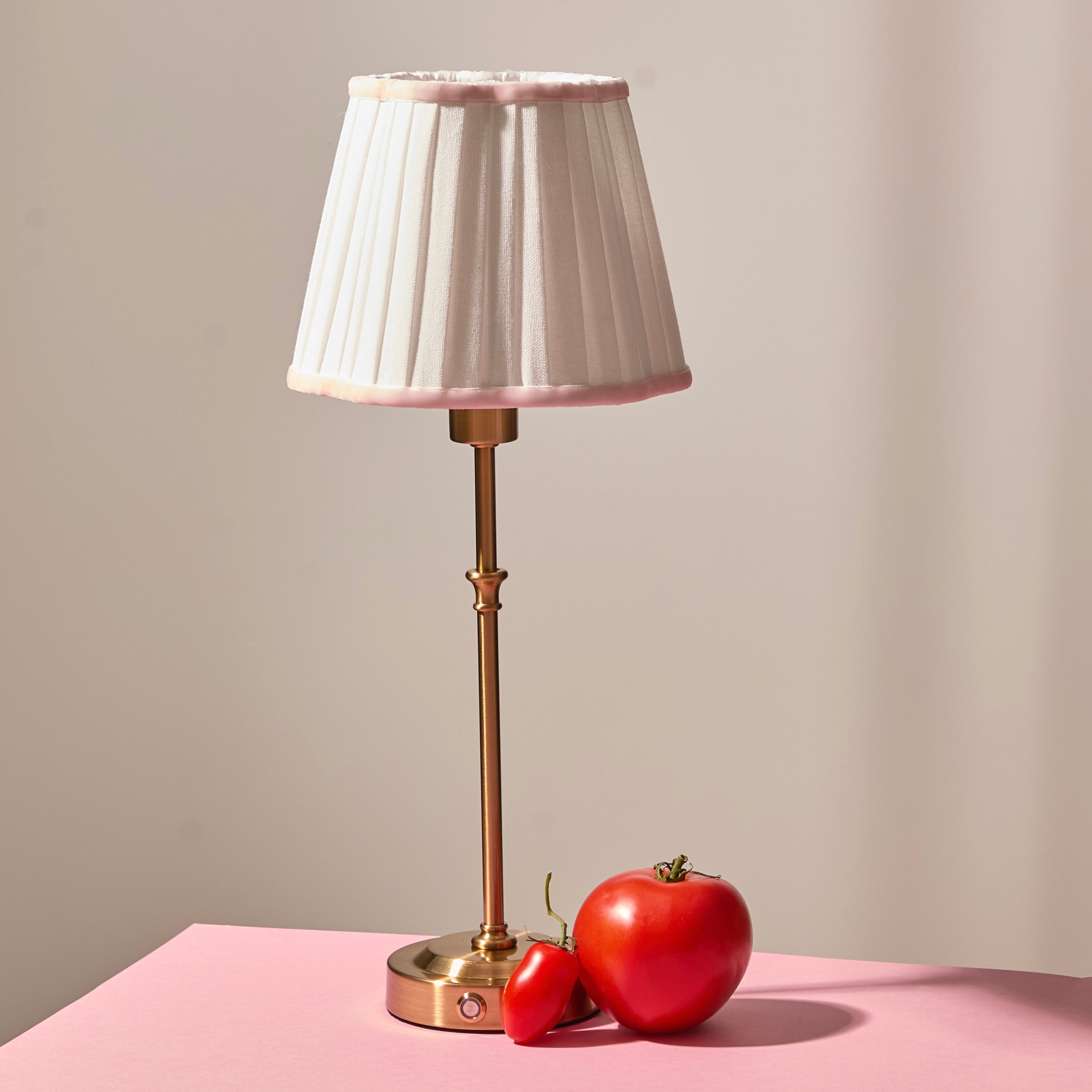 Lyla Lamp with Pink Velvet Scalloped Lampshade