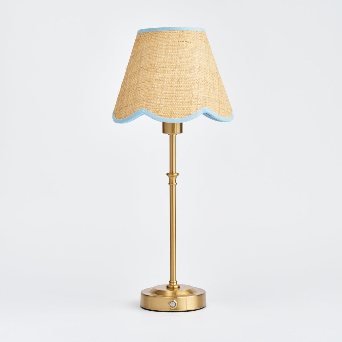 Blue Edged Raffia Scalloped Lampshade