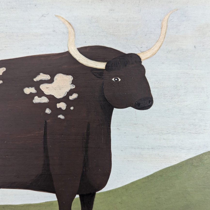 Old English Longhorn Oil Painting