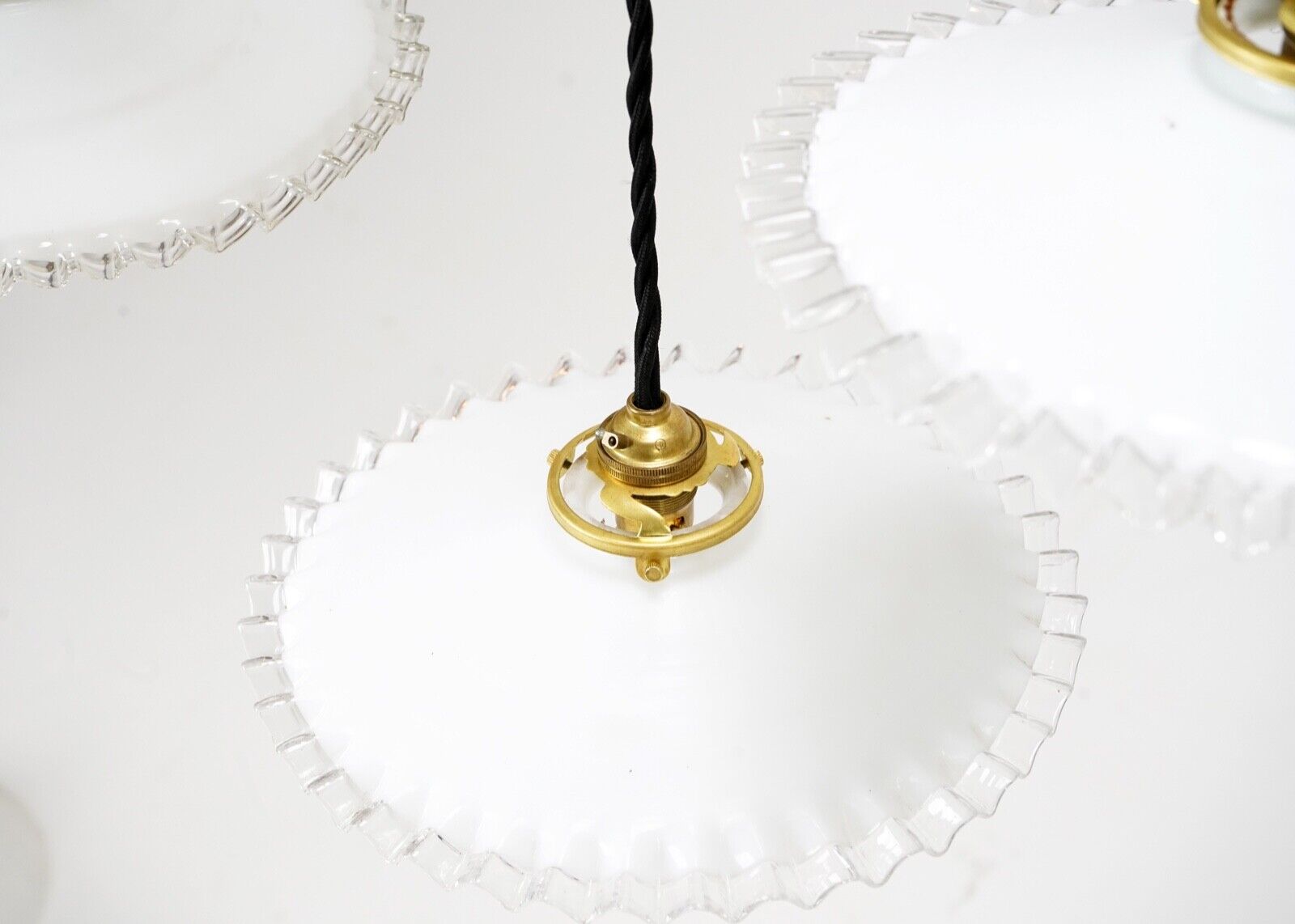 French Milk Glass Pendant Light Shade