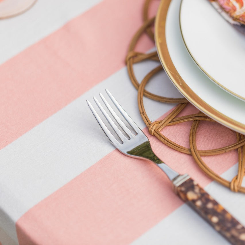 Coral Stripe Tablecloth