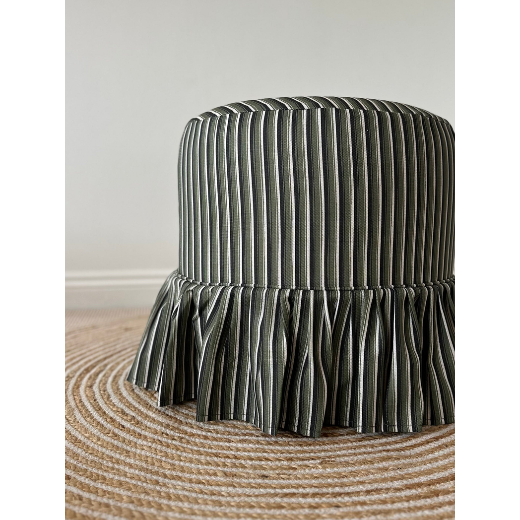 Trendel ottoman with frill slipcover