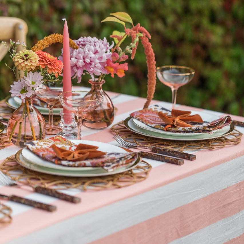 Coral Stripe Tablecloth