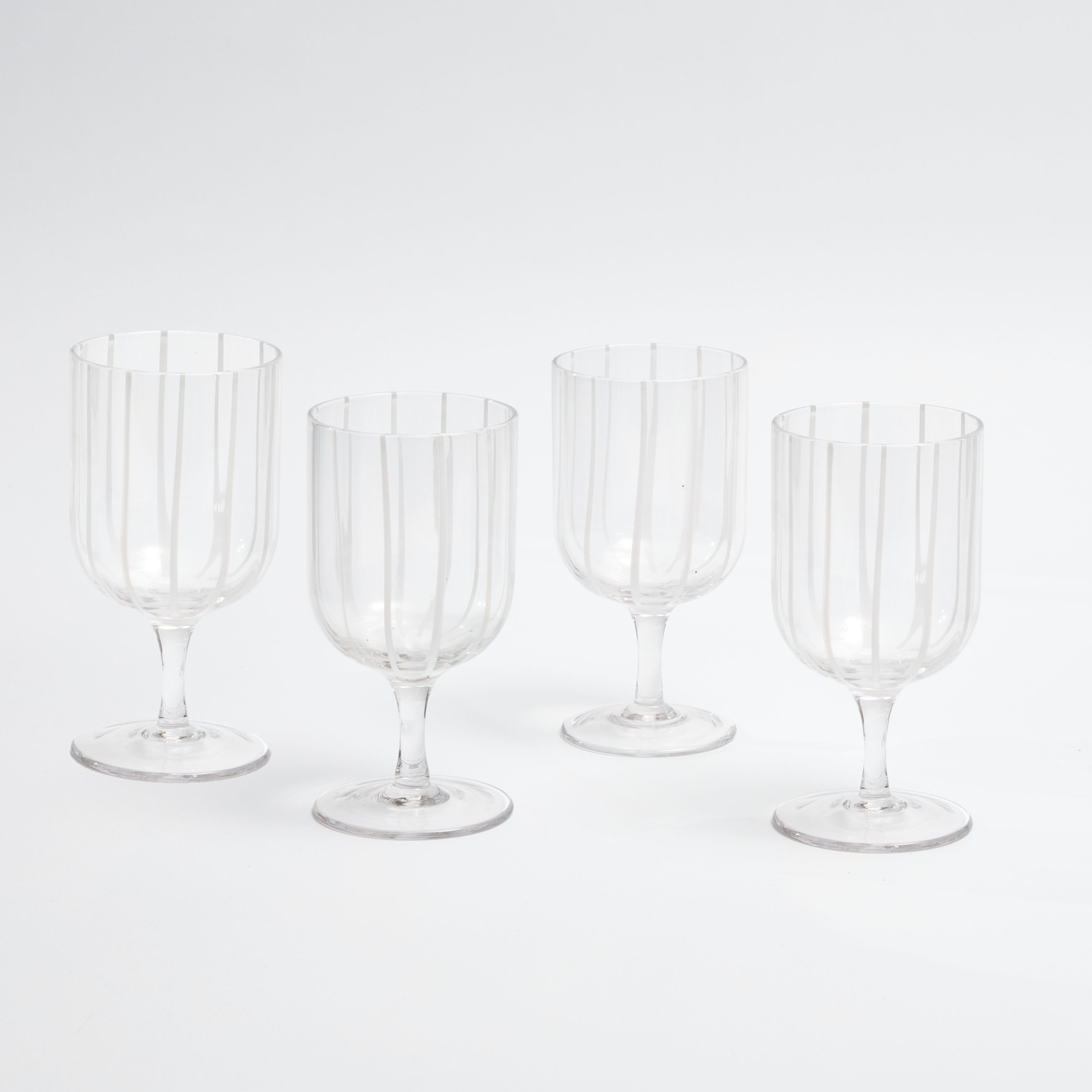White Striped Footed Wine Glasses (Set of 6)