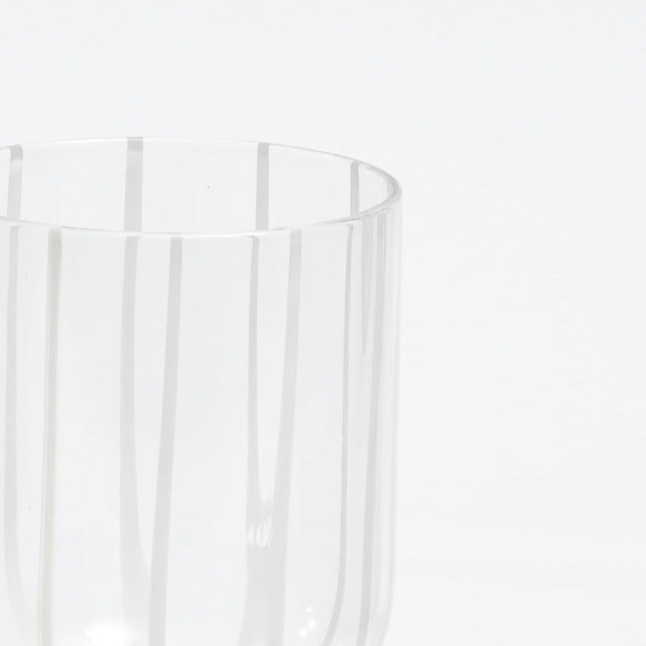 White Striped Footed Wine Glasses (Set of 6)