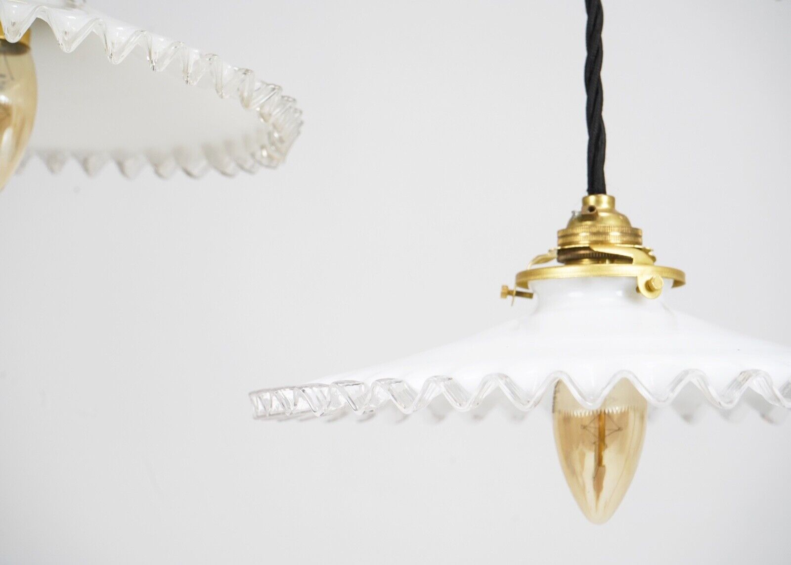 French Milk Glass Pendant Light Shade