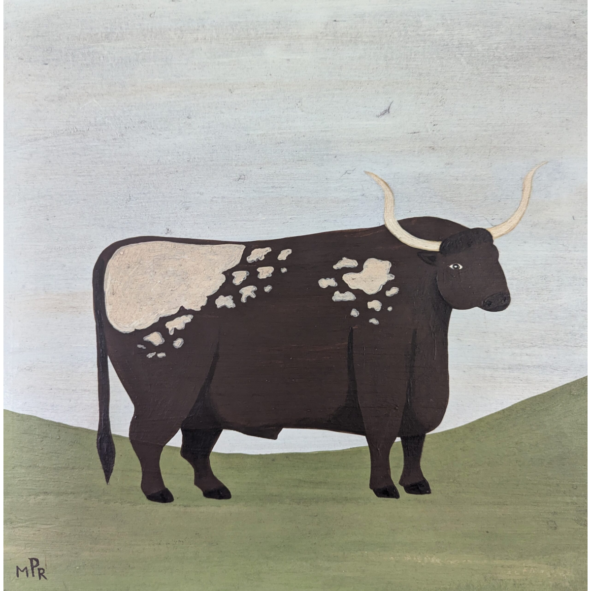 Old English Longhorn Oil Painting