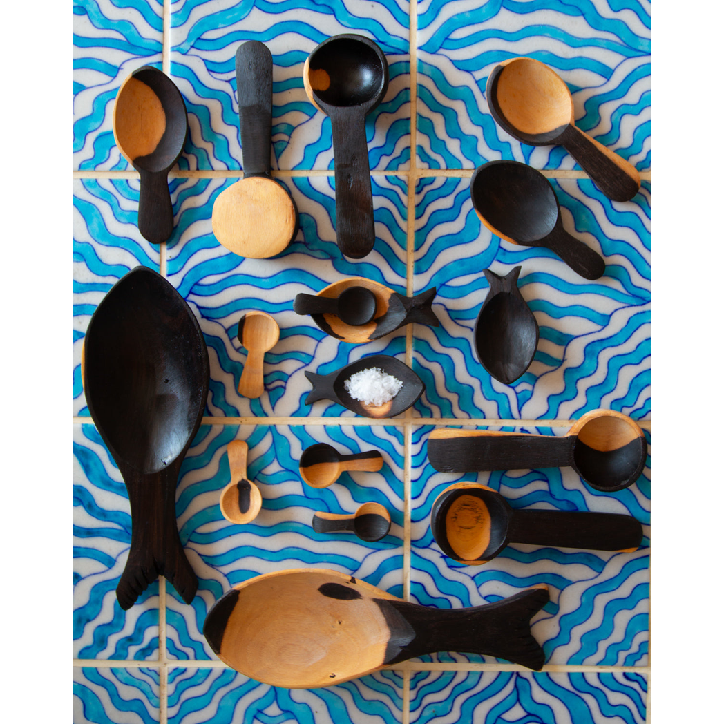 African Blackwood Fish Shaped Salad Servers
