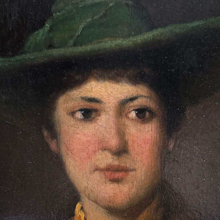 Girl in a Green Hat Oil Painting