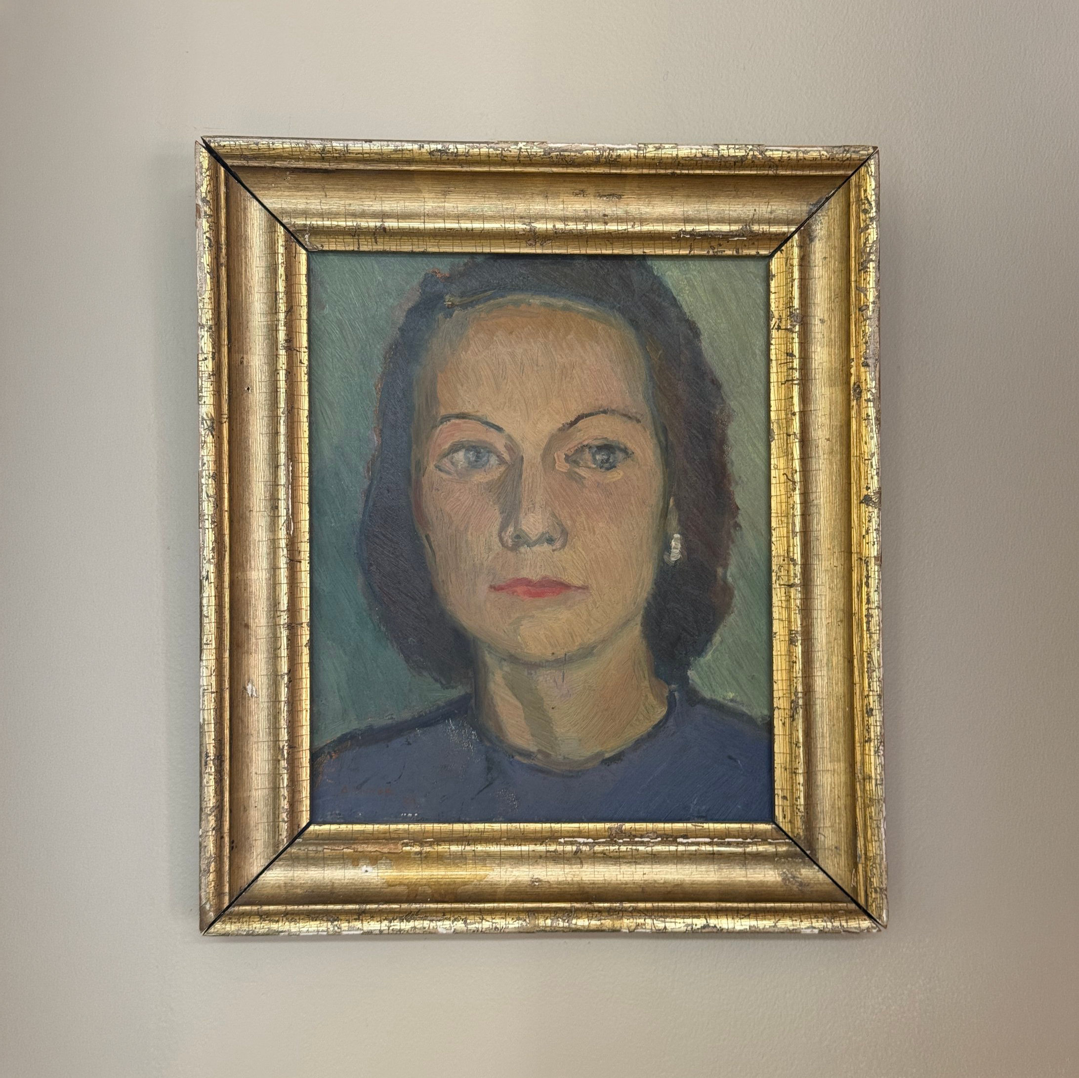 Girl In Blue Oil Painting