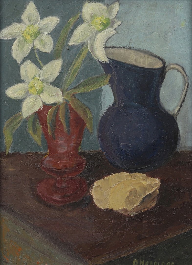 STILL LIFE WITH FLOWERS & BLUE JUG