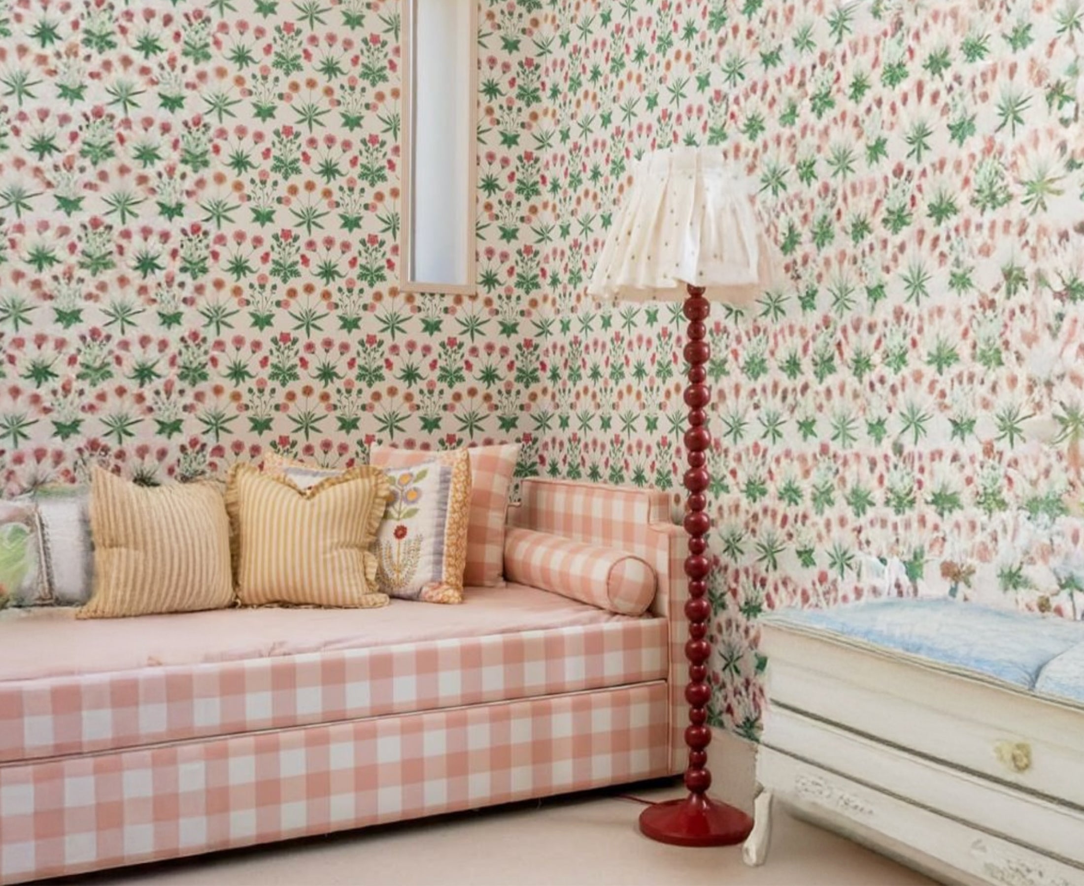 The Posie Upholstered Pink Gingham Children's Bed