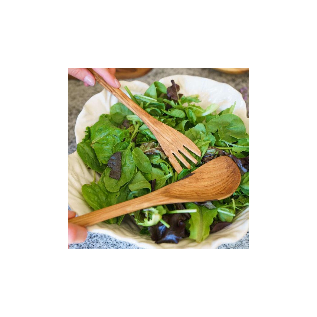 Olive Wood Slim Salad Servers