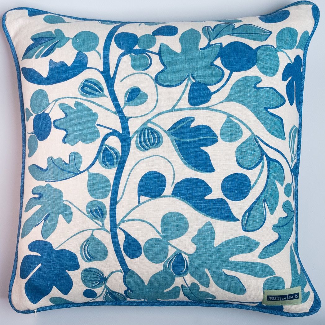 Figs Cushion (tones of blue)