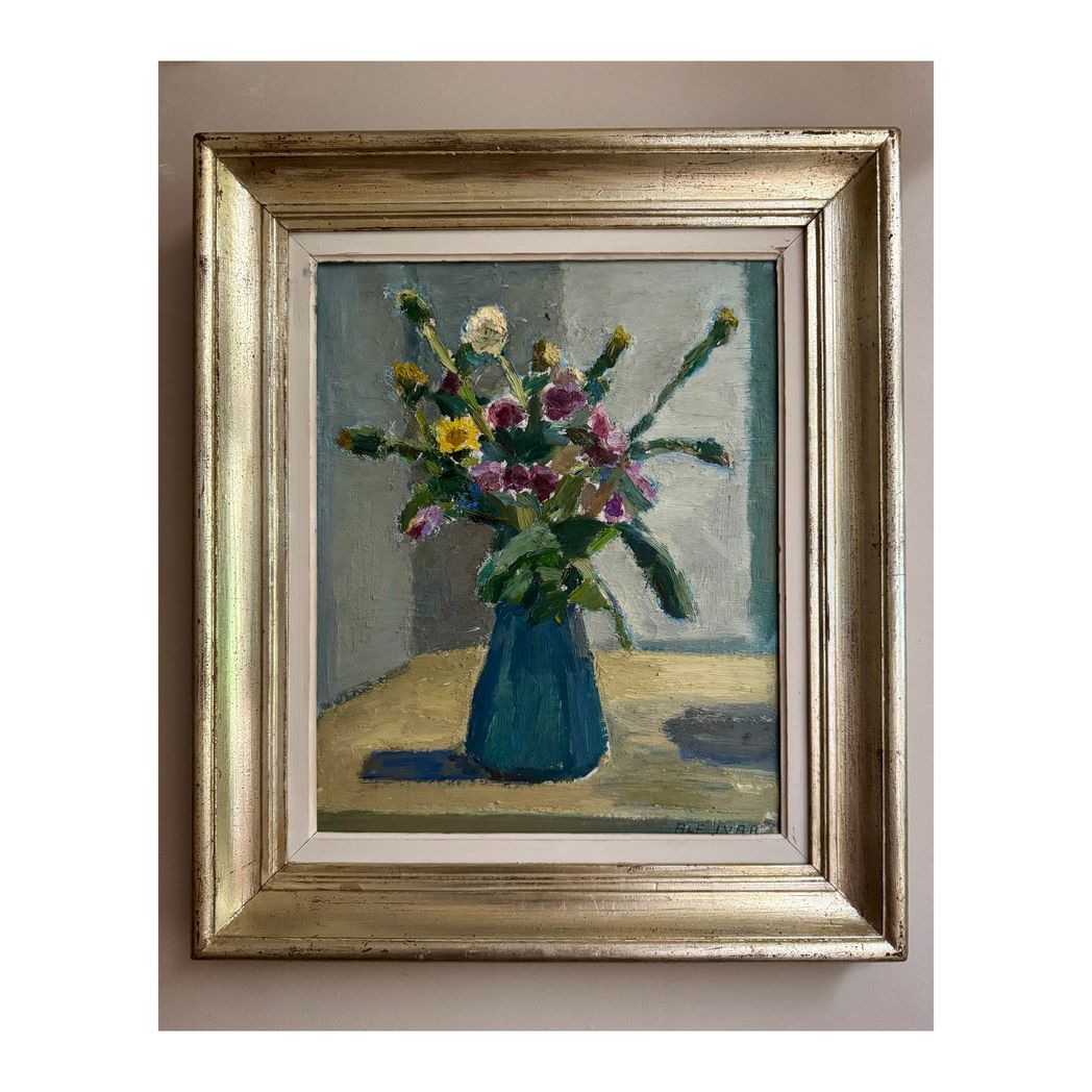 FLOWERS IN BLUE VASE