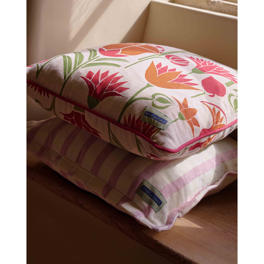 Lotus Cushion (orange and magenta)