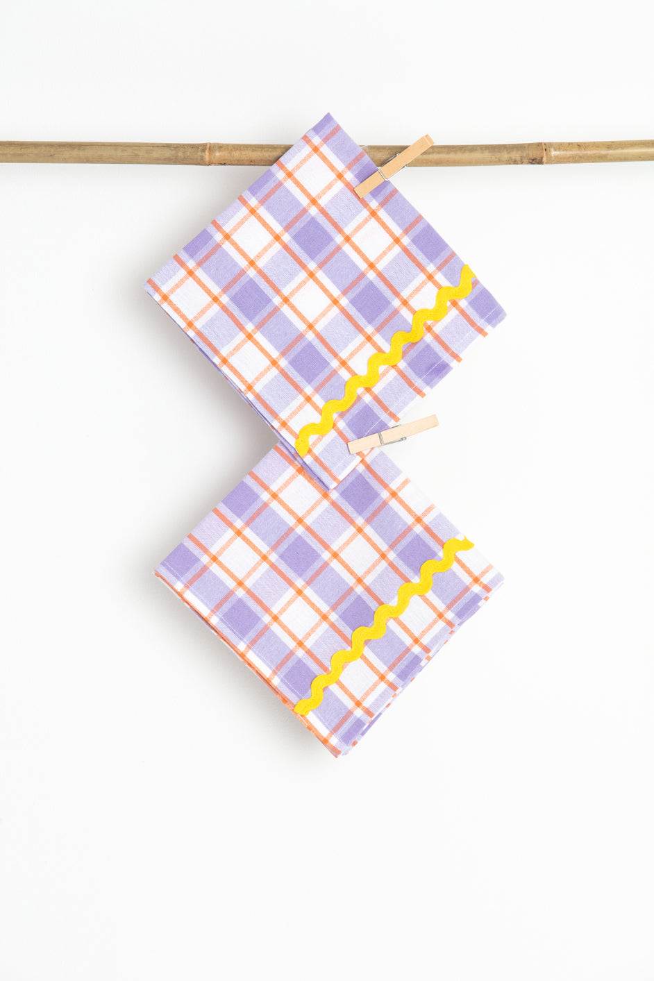 Purple and Yellow Napkins, Set of Two