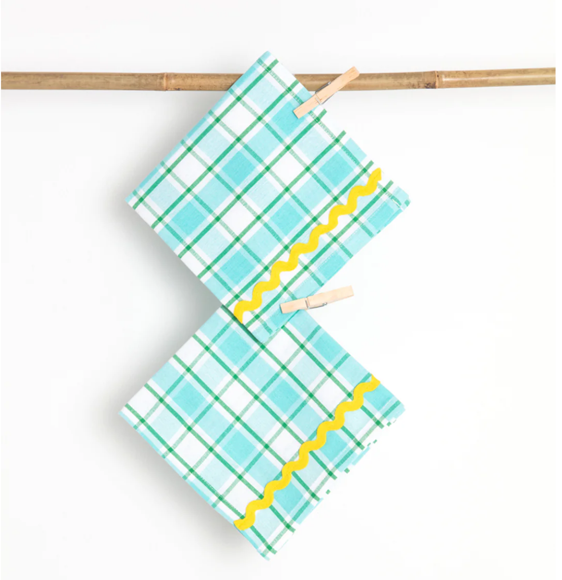 Yellow and Aqua Napkins, Set of Two
