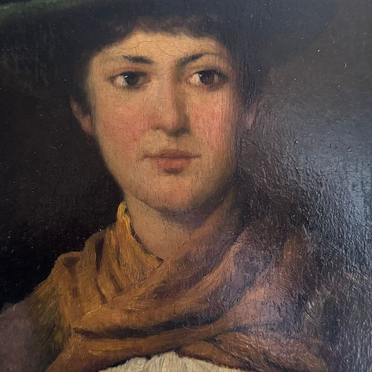 Girl in a Green Hat Oil Painting