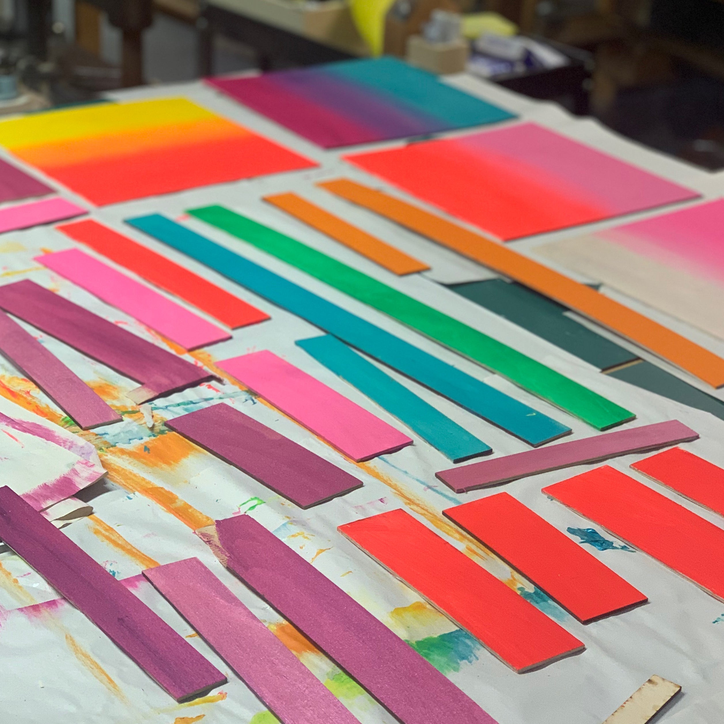 Irregular Bright Stripe Colour Study Painting