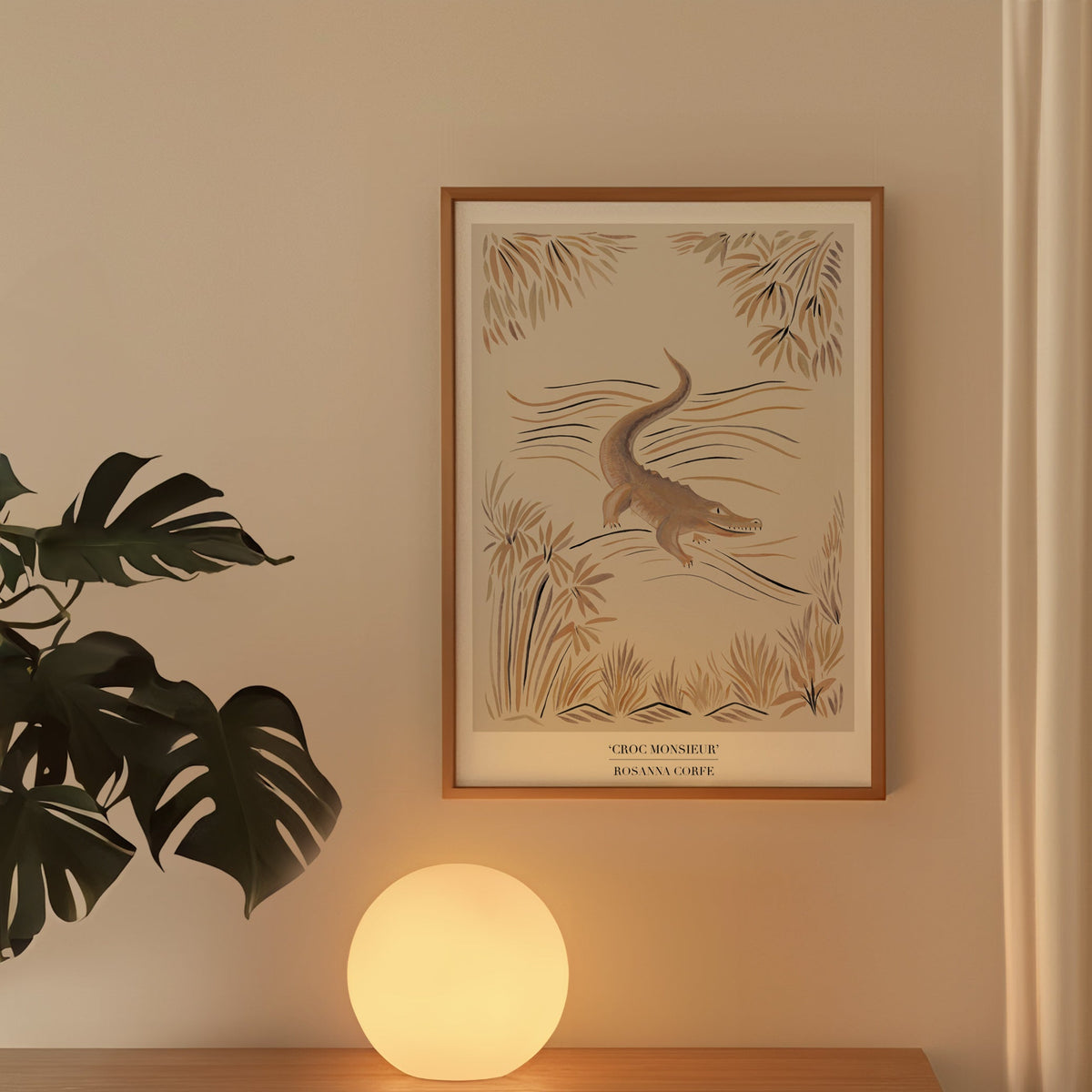 Croc Monsieur Beige Crocodile Art Print